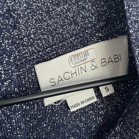 SACHIN & BABI Metallic Blue Long Sleeve Knee Length Occassion Dress Womens Small - Picture 12 of 12